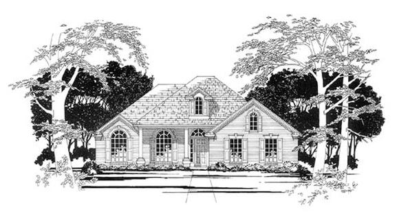 European, One-Story, Traditional House Plan 67629 with 4 Beds, 2 Baths, 2 Car Garage Elevation