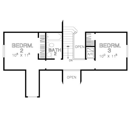 Cape Cod, Narrow Lot House Plan 67630 with 3 Beds, 3 Baths, 2 Car Garage Second Level Plan