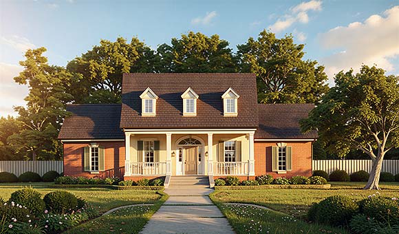 Country, One-Story House Plan 67633 with 3 Beds, 2 Baths Elevation