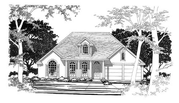 European, One-Story House Plan 67642 with 3 Beds, 2 Baths, 2 Car Garage Elevation