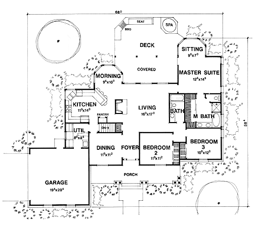 House Plan 67649 - Traditional Style with 1739 Sq Ft, 3 Bed, 2 Ba