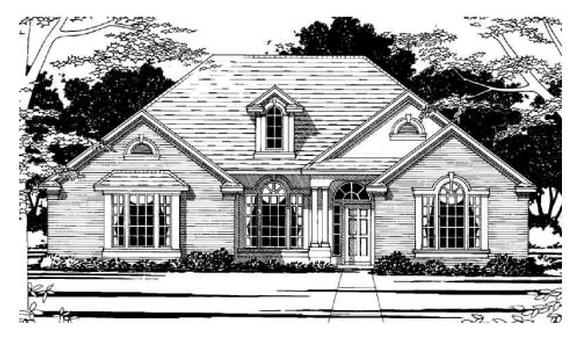 European, One-Story House Plan 67666 with 4 Beds, 2 Baths, 2 Car Garage Elevation
