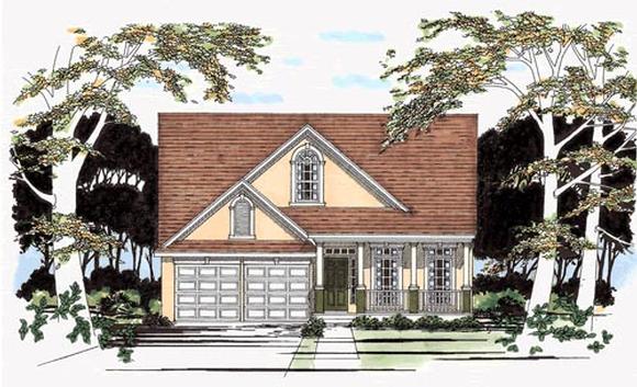 Narrow Lot, Traditional House Plan 67672 with 4 Beds, 3 Baths, 2 Car Garage Elevation