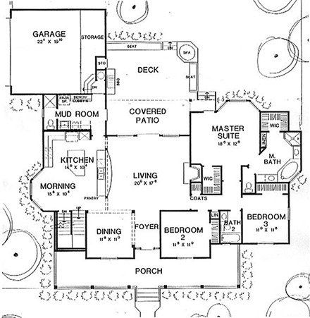Traditional House Plan 67687 with 3 Beds, 3 Baths, 2 Car Garage First Level Plan