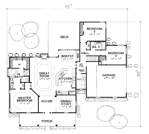 House Plan 67705 - One-Story Style with 2165 Sq Ft, 3 Bed, 2 Bath