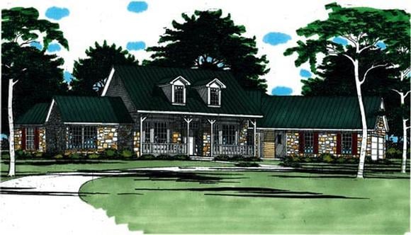 Country House Plan 67735 with 4 Beds, 3 Baths, 3 Car Garage Elevation