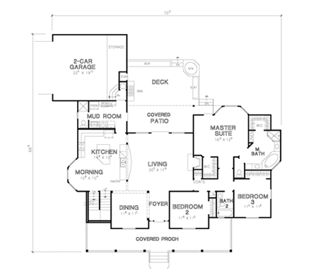 Cape Cod House Plan 67792 with 5 Beds, 4 Baths, 2 Car Garage First Level Plan