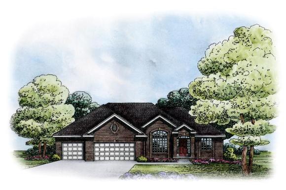 Traditional House Plan 67857 with 3 Beds, 2 Baths, 3 Car Garage Elevation