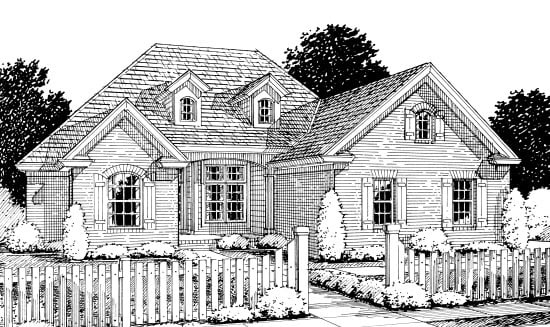 Traditional House Plan 67880 with 4 Beds, 2 Baths, 2 Car Garage Elevation