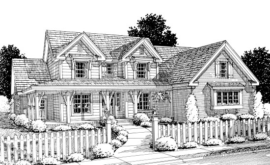 Country House Plan 67883 with 4 Beds, 3 Baths, 2 Car Garage Elevation