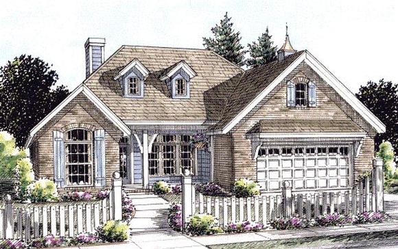 Cottage, Country House Plan 67885 with 3 Beds, 2 Baths, 2 Car Garage Elevation