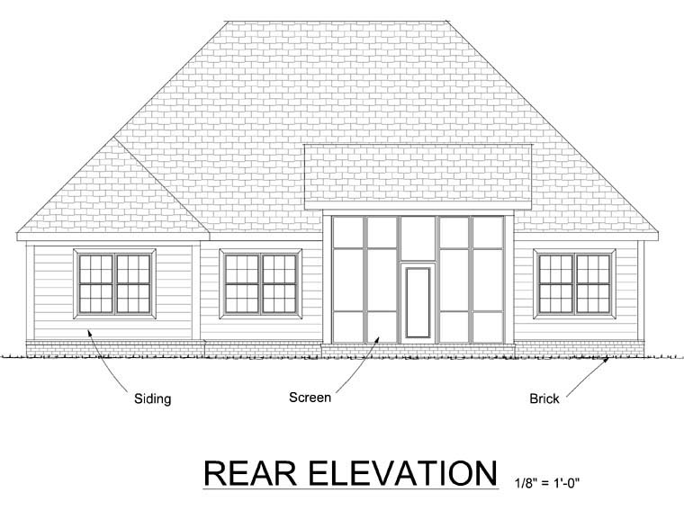 Cottage, Country House Plan 67885 with 3 Beds, 2 Baths, 2 Car Garage Rear Elevation