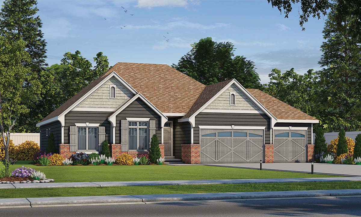 French Country Plan with 1635 Sq. Ft., 3 Bedrooms, 2 Bathrooms, 3 Car Garage Picture 2