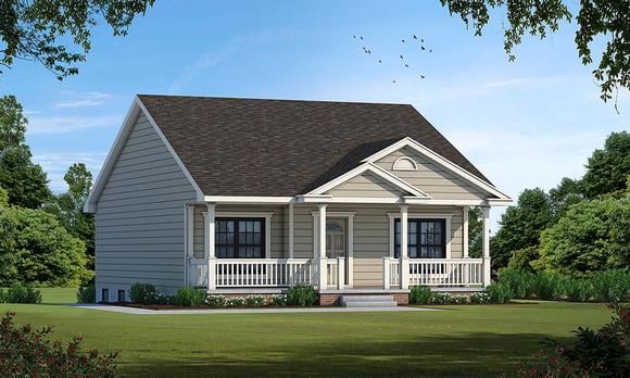 Bungalow, Country, Traditional House Plan 68093 with 2 Beds, 2 Baths, 2 Car Garage Elevation