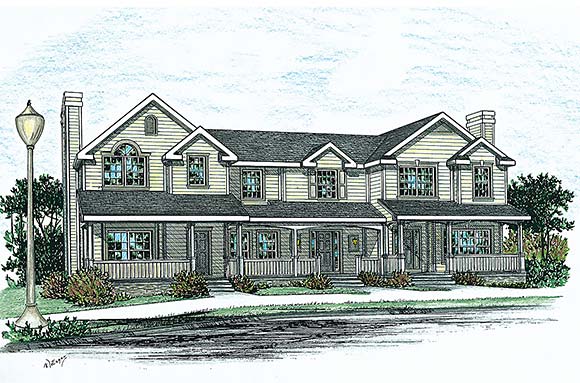 Country, Southern Multi-Family Plan 68100 with 9 Beds, 9 Baths Elevation