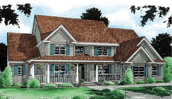 Country, Southern House Plan 68154 with 4 Beds, 4 Baths, 3 Car Garage Elevation
