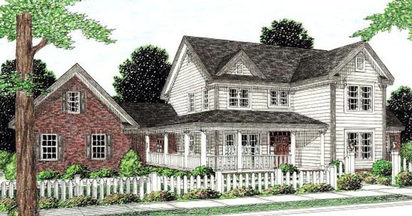 Country, Farmhouse, Southern House Plan 68168 with 3 Beds, 3 Baths, 2 Car Garage Elevation