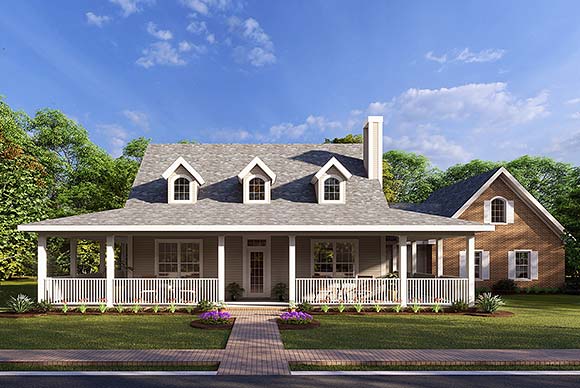 Country, Southern House Plan 68172 with 3 Beds, 3 Baths, 2 Car Garage Elevation