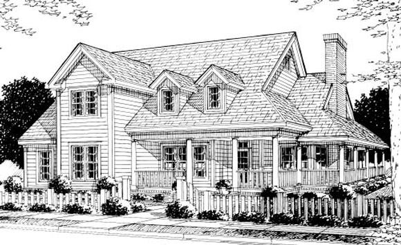 Country, Farmhouse, Southern House Plan 68176 with 4 Beds, 4 Baths, 2 Car Garage Elevation
