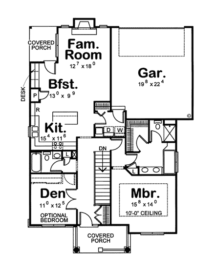 House Plan 68192 - Traditional Style With 1375 Sq Ft, 2 Bed, 2 Ba