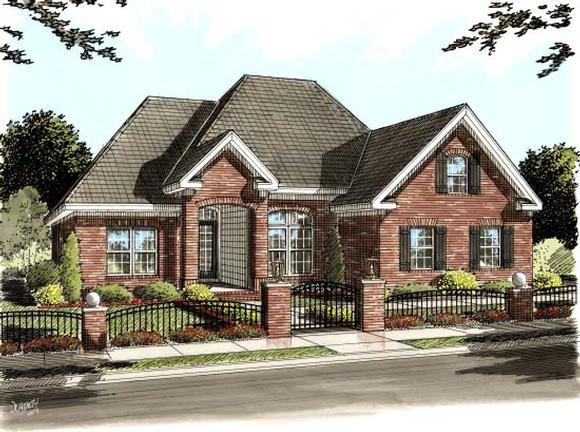 European, Traditional House Plan 68225 with 3 Beds, 2 Baths, 2 Car Garage Elevation