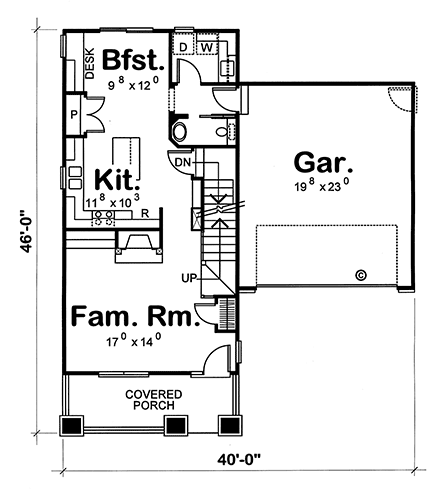 Craftsman House Plan 68234 with 3 Beds, 3 Baths, 2 Car Garage First Level Plan
