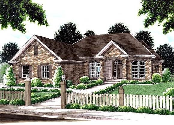 European, Traditional House Plan 68434 with 3 Beds, 2 Baths, 2 Car Garage Elevation