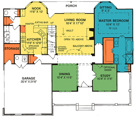 House Plan 68438 - Country Style with 2384 Sq Ft, 4 Bed, 2 Bath,