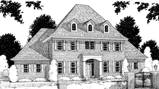 Colonial, French Country, Greek Revival House Plan 68441 with 4 Beds, 4 Baths, 2 Car Garage Elevation