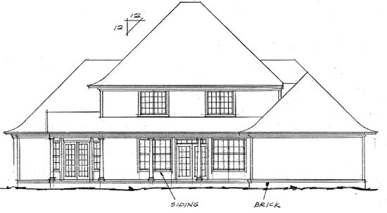 Colonial, French Country, Greek Revival House Plan 68441 with 4 Beds, 4 Baths, 2 Car Garage Rear Elevation