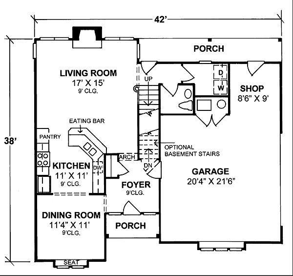 House Plan 68462 - Traditional Style with 1704 Sq Ft, 3 Bed, 2 Ba