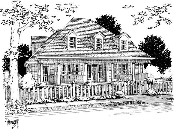 Colonial, French Country House Plan 68465 with 4 Beds, 3 Baths, 2 Car Garage Elevation
