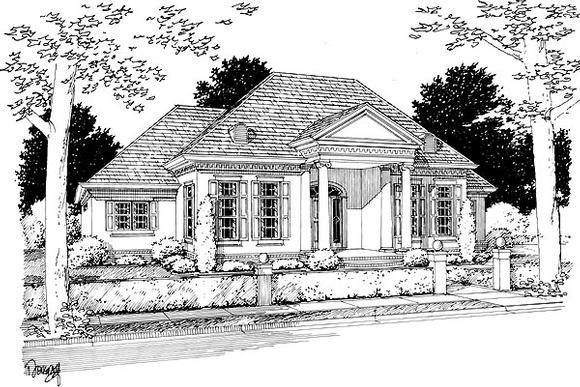 Colonial, Greek Revival House Plan 68466 with 3 Beds, 2 Baths, 2 Car Garage Elevation