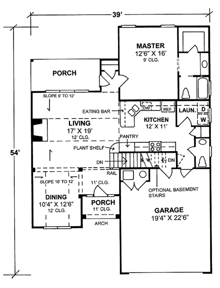 Traditional House Plan 68485 with 3 Beds, 3 Baths, 2 Car Garage First Level Plan