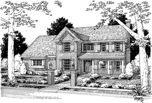 Country, Farmhouse House Plan 68486 with 4 Beds, 3 Baths, 2 Car Garage Elevation