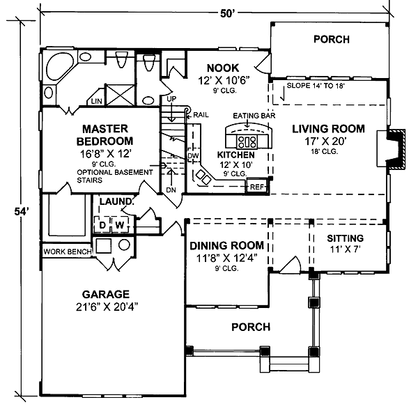 Farmhouse House Plan 68491 with 4 Beds, 4 Baths, 2 Car Garage First Level Plan