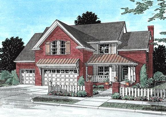 Traditional House Plan 68512 with 4 Beds, 3 Baths, 3 Car Garage Elevation