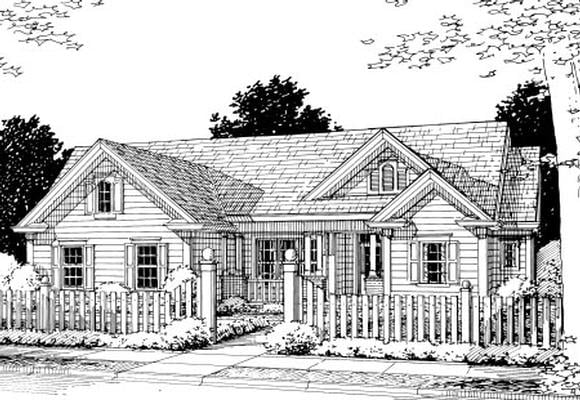 Traditional House Plan 68514 with 4 Beds, 2 Baths, 2 Car Garage Elevation