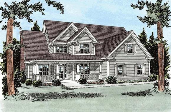 Country, Traditional House Plan 68520 with 4 Beds, 4 Baths, 3 Car Garage Elevation