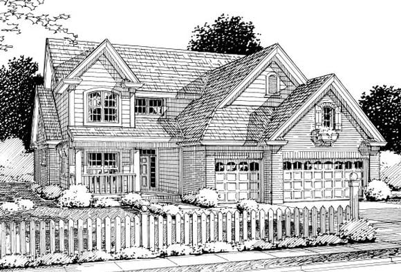 Traditional House Plan 68523 with 3 Beds, 3 Baths, 3 Car Garage Elevation