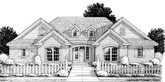 European, Traditional House Plan 68524 with 4 Beds, 3 Baths, 2 Car Garage Elevation