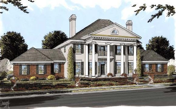 Colonial, Plantation, Southern House Plan 68558 with 4 Beds, 5 Baths, 4 Car Garage Elevation