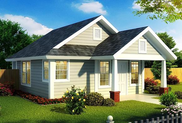 Cottage, Country, Southern, Traditional House Plan 68571 with 1 Beds, 1 Baths Elevation