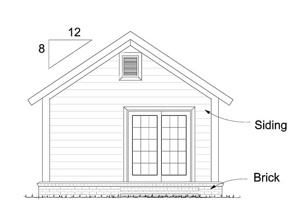 Cottage, Country, Ranch, Traditional House Plan 68572 with 1 Beds, 1 Baths Rear Elevation