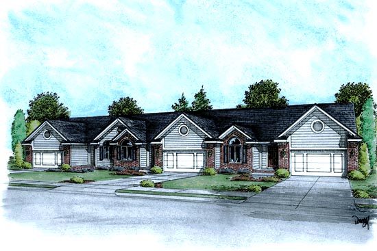 Ranch, Traditional Multi-Family Plan 68719 with 6 Beds, 6 Baths, 6 Car Garage Elevation