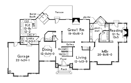 European House Plan 69001 with 4 Beds, 4 Baths, 2 Car Garage First Level Plan