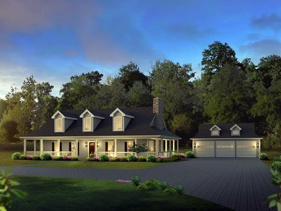 Country, Farmhouse House Plan 69004 with 3 Beds, 3 Baths, 3 Car Garage Elevation