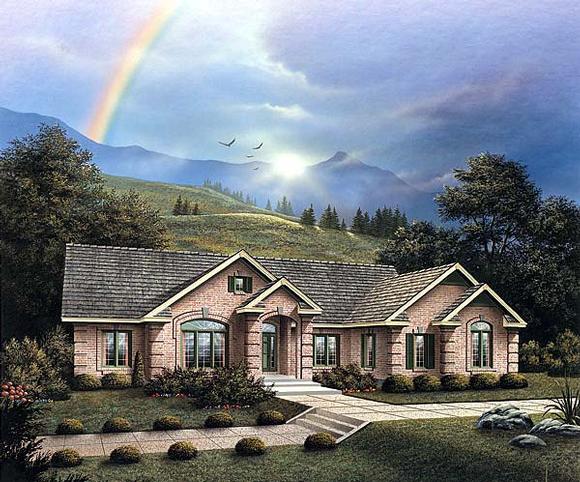 One-Story, Traditional House Plan 69011 with 3 Beds, 3 Baths, 3 Car Garage Elevation