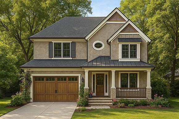 Country, Craftsman House Plan 69082 with 3 Beds, 3 Baths, 2 Car Garage Elevation