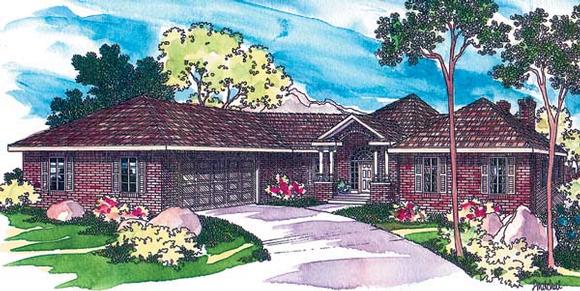 Contemporary, One-Story House Plan 69107 with 3 Beds, 2 Baths, 2 Car Garage Elevation